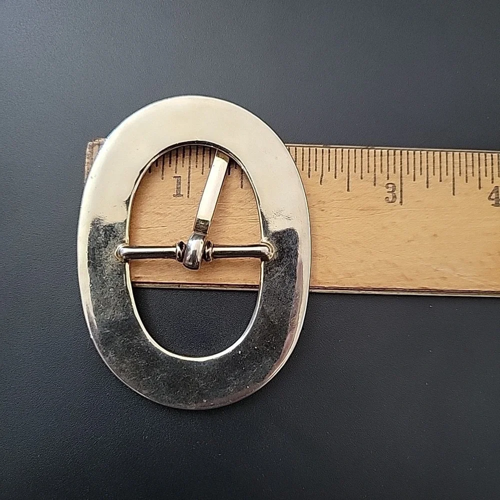 Vintage Belt Buckle Oval Shaped Etched German Silver Boho Cowgirl Hippie Western
